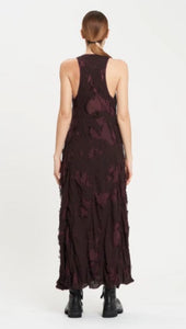 Shredded Silk with Slip Dress in Beetroot