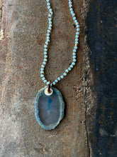 Load image into Gallery viewer, #407 Knotted Agate Necklace with Blue or Brown Stones
