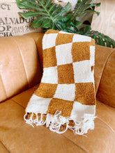 Load image into Gallery viewer, Sundream - Gold &amp; Cream - Heavyweight Checker Throw Blanket
