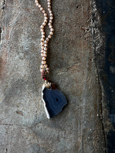 Load image into Gallery viewer, #407 Knotted Agate Necklace with Blue or Brown Stones
