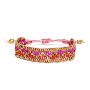 Taj Beaded Bracelet in Fuschia and Red
