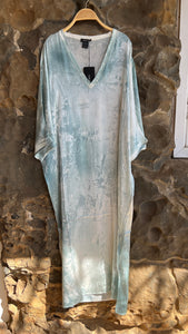 V Neck Silk Kaftano Dress Jade Marmo