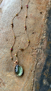Short Tibetan Necklace with Labradorite (Green)