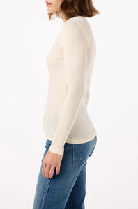 Swoon Long Sleeve Ribbed Top in Bone