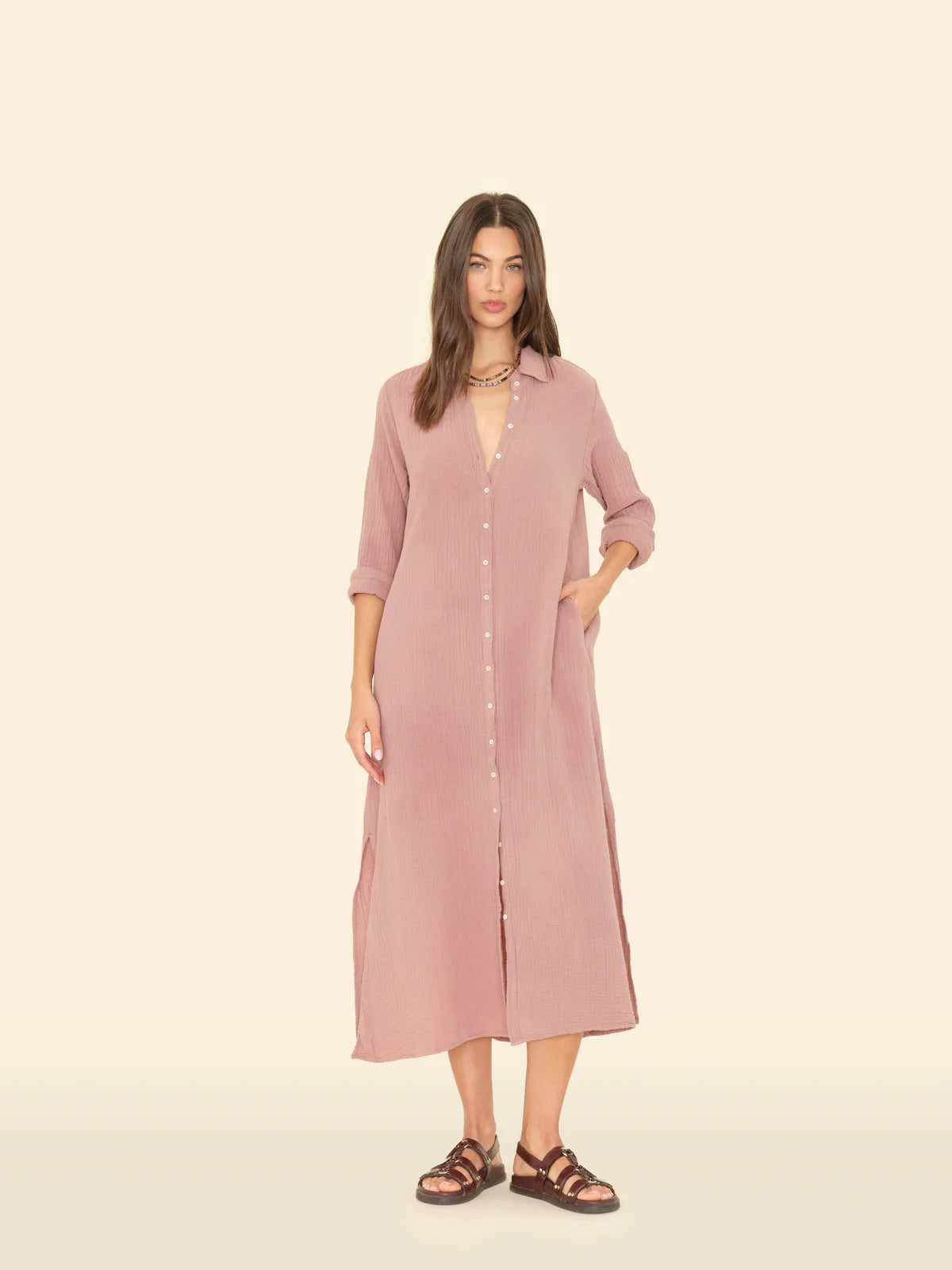 Boden Dress in Dusty Rose Gauze Boden Dress in Dusty Rose Gauze