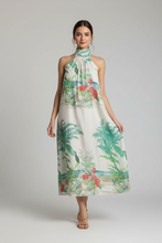 Load image into Gallery viewer, Nile Dress in Chiffon Green Tropical Print
