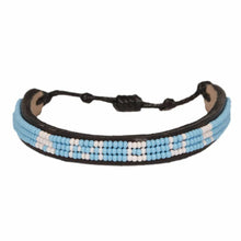 Load image into Gallery viewer, Skinny Leather AMOR Bracelet in Blue and White
