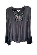 Load image into Gallery viewer, Becky Beaded Long Sleeve Silk Top
