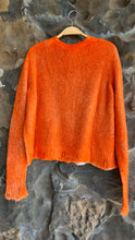 Load image into Gallery viewer, Hand Painted Cropped Cotton Cardigan in Mandarin and Ghiaccio
