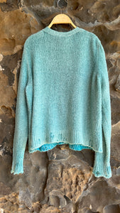 Hand Painted Cropped Cotton Cardigan in Jade and Provence