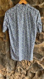 HFM - Woven Short Sleeve Shirt in Blue Floral Liberty of London Print