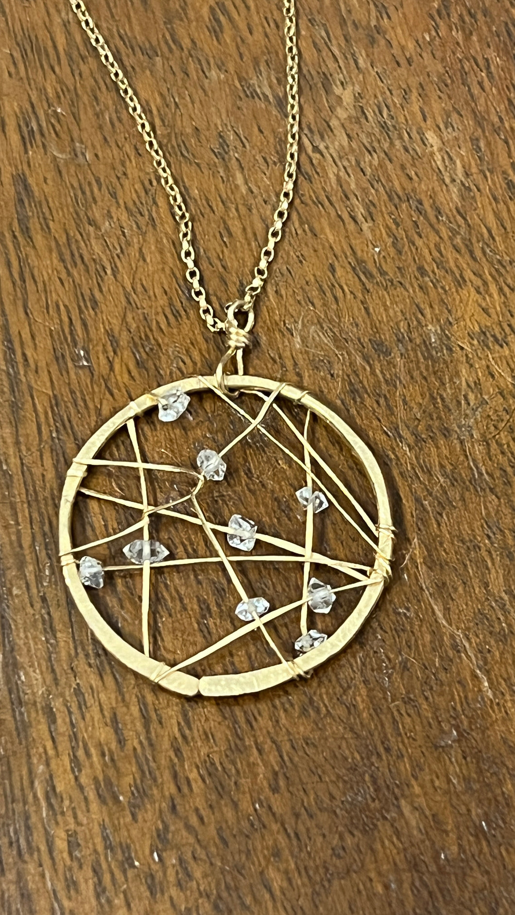 Dream Catcher Necklace with Herkimer Diamond