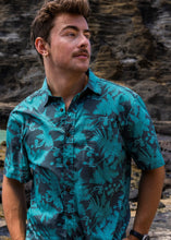 Load image into Gallery viewer, Hāpuʻu Tree Fern Aloha Shirt in Teal
