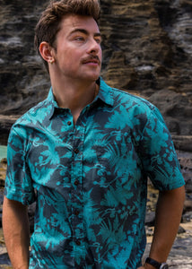 Hāpuʻu Tree Fern Aloha Shirt in Teal