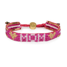 Load image into Gallery viewer, Love Is Project - Seed Bead MOM with Hearts Bracelet - Topaz Pink
