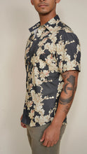 Load image into Gallery viewer, Dwarf Naupaka Tailored Aloha Shirt in Charcoal
