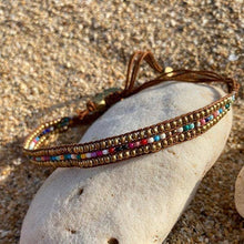 Load image into Gallery viewer, Love Is Project - Skinny Gold Darjeeling Single Rainbow Bracelet

