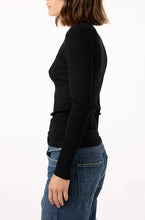 Load image into Gallery viewer, Swoon Long Sleeve Ribbed Top in Black
