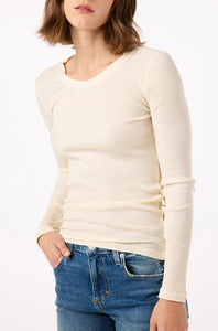 Swoon Long Sleeve Ribbed Top in Bone