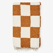 Load image into Gallery viewer, Sundream - Gold &amp; Cream - Heavyweight Checker Throw Blanket
