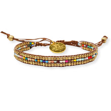 Load image into Gallery viewer, Love Is Project - Skinny Gold Darjeeling Single Rainbow Bracelet
