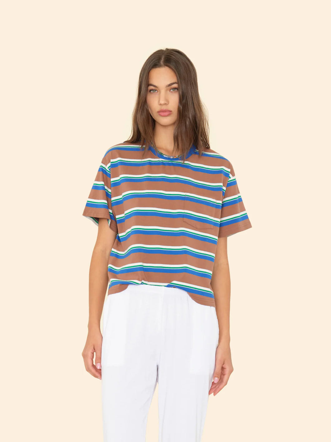 Paulina Striped Tee in Mocha