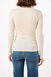 Swoon Long Sleeve Ribbed Top in Bone