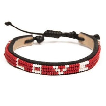 Load image into Gallery viewer, Skinny Leather LOVE Bracelet in Red and White
