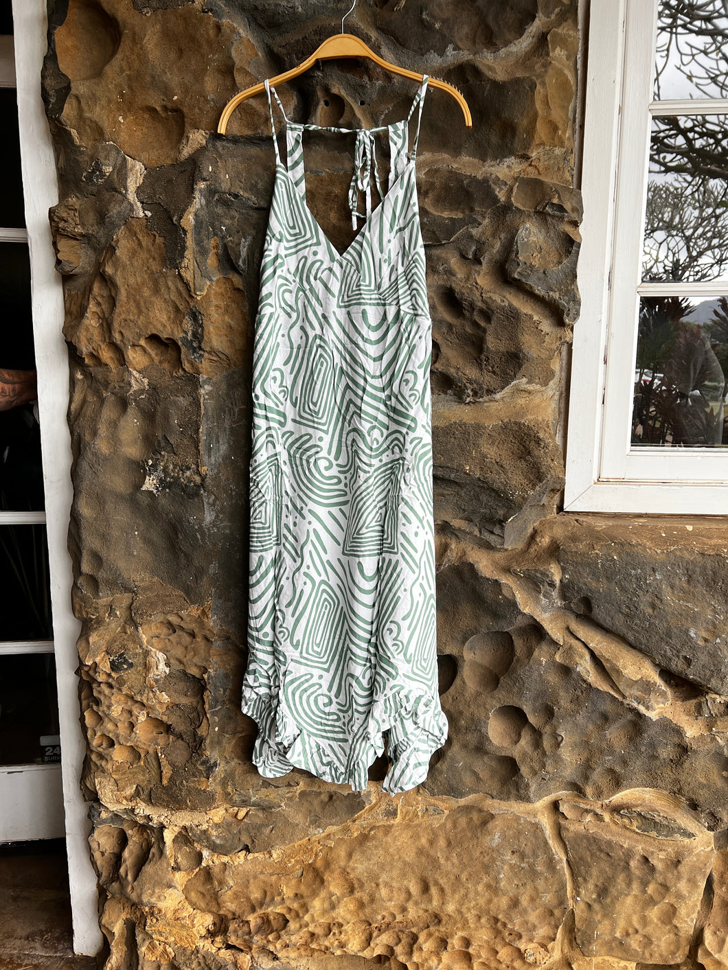 Cora Midi Dress in Green Print