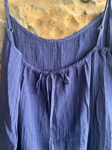 Cotton Cami Tie Back Dress in Navy