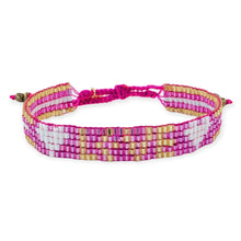 Load image into Gallery viewer, Love Is Project - Seed Bead LOVE with Hearts Bracelet - Topaz Pink
