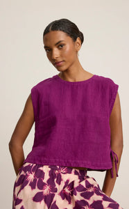 Tavia Linen Top in Grapes