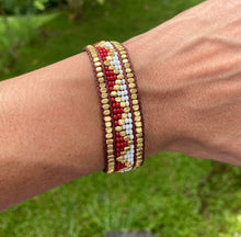Load image into Gallery viewer, Taj Beaded Bracelet in Red and White

