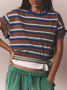 Paulina Striped Tee in Mocha