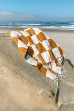 Load image into Gallery viewer, Sundream - Gold &amp; Cream - Heavyweight Checker Throw Blanket
