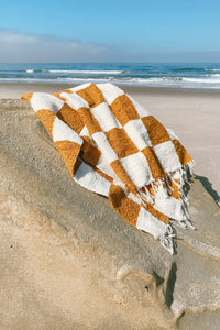 Sundream - Gold & Cream - Heavyweight Checker Throw Blanket