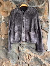 Load image into Gallery viewer, Hand Painted Brushed Cotton Round Neck Cardigan in Carruba

