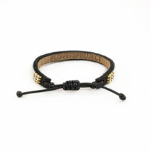 Load image into Gallery viewer, Skinny Leather PEACE Bracelet in White and Gold
