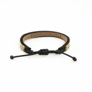 Skinny Leather PEACE Bracelet in White and Gold