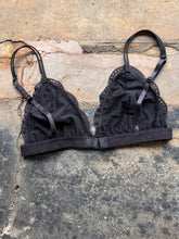 Load image into Gallery viewer, Floral Sheer Lace Triangle Lowcut Mesh Lined Bralette in Black
