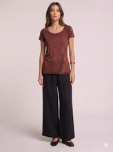 Load image into Gallery viewer, Knitted T-Shirt in Hand Painted Red under Black
