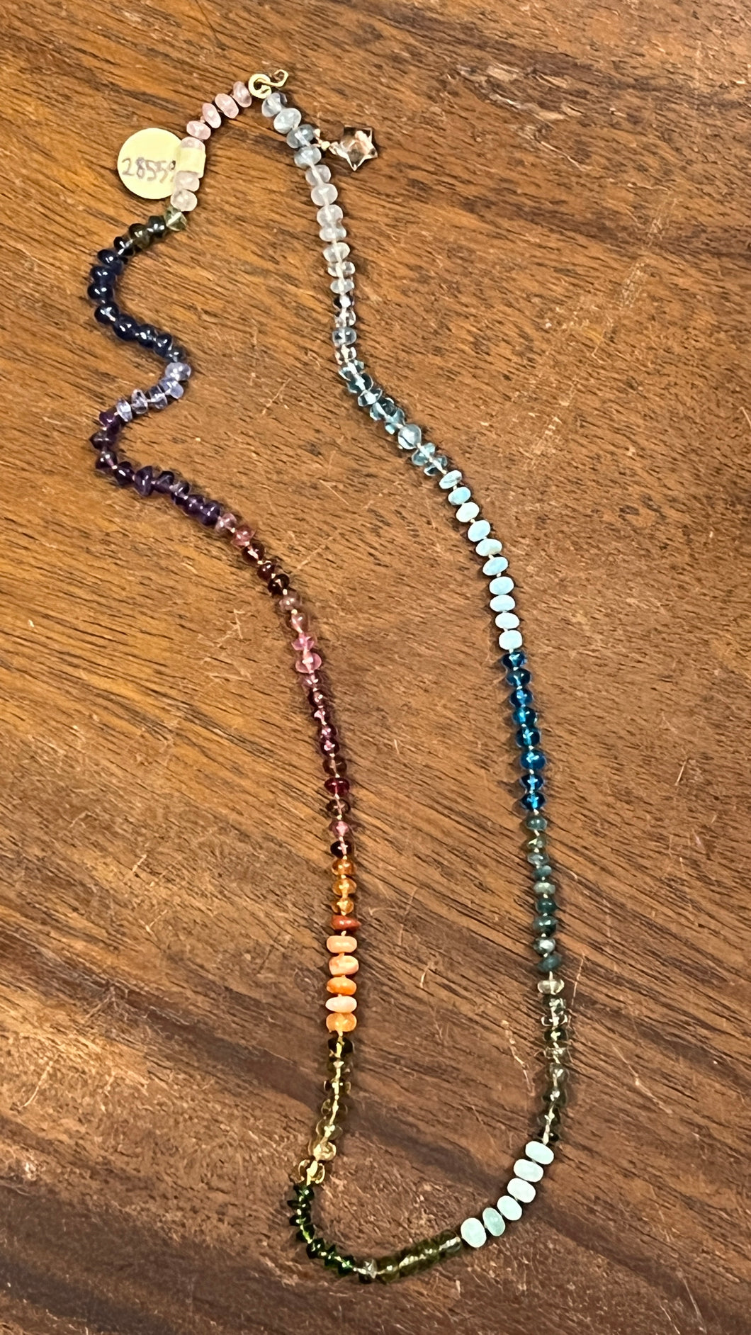 Rainbow Necklace, 9 1/2” with Aqua Star