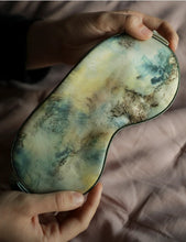 Load image into Gallery viewer, Silk Sleep Mask and Scrunchie Set in Seascape
