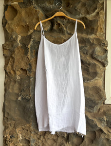 Cotton Cami Tie Back Dress in White