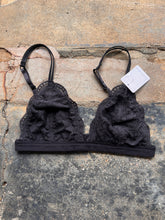 Load image into Gallery viewer, Floral Sheer Lace Triangle Lowcut Mesh Lined Bralette in Black
