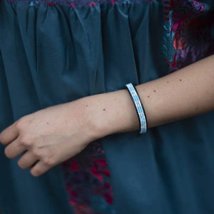 Skinny Leather AMOR Bracelet in Blue and White