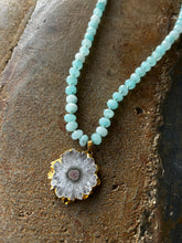 Load image into Gallery viewer, #415 Knotted Amazonite and Crystal Stalactite Necklace
