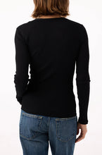 Load image into Gallery viewer, Swoon Long Sleeve Ribbed Top in Black
