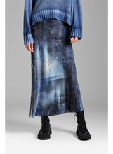 Load image into Gallery viewer, Hand Painted Stretch Silk Skirt in Midnight Murales
