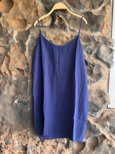 Cotton Cami Tie Back Dress in Navy